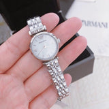 Emporio Armani Gianni T Bar Quartz Silver Dial Silver Steel Strap Watch For Women - AR1935 Authentic Buy Shop Now