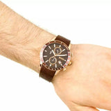 Hugo Boss Rafale Chronograph Brown Dial Brown Leather Strap Watch For Men - 1513392 Authentic Buy Shop Now
