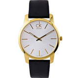 Calvin Klein City Mother of Pearl White Dial Black Leather Strap Watch for Men - K2G2G5C6 Authentic Buy Shop Now