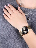 Michael Kors Hartman Analog Quartz Black Dial Gold Steel Strap Watch For Women - MK3647 Authentic Buy Shop Now