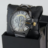 Diesel Mega Chief Chronograph Grey Dial Black Steel Strap Watch For Men - DZ4479 Authentic Buy Shop Now