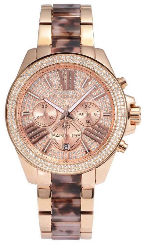 Michael Kors Wren Diamonds Rose Gold Dial Two Tone Steel Strap Watch for Women - MK6159 Authentic Buy Shop Now