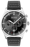 Hugo Boss Pioneer Chronograph Black Dial Black Leather Strap Watch For Men - 1513708 Authentic Buy Shop Now
