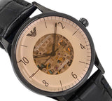 Emporio Armani Meccanico White Dial Black Leather Strap Watch For Men - AR1923 Authentic Buy Shop Now