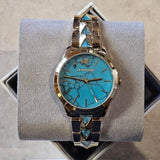 Michael Kors Petite Runway Mercer Blue Dial Gold Steel Strap Watch For Women - MK6673 Authentic Buy Shop Now