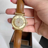 Michael Kors Catlin Champagne Dial Brown Leather Strap Watch for Women - MK2375 Authentic Buy Shop Now