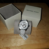 Michael Kors Brecken Chronograph Silver Dial White Leather Strap Watch For Men - MK8949 Authentic Buy Shop Now