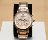 Emporio Armani Classic Rose Gold Chronograph Steel Strap Watch For Men - AR2452 Authentic Buy Shop Now