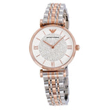 Emporio Armani Gianni T Bar White Dial Two Tone Steel Strap Watch For Women - AR1926 Authentic Buy Shop Now