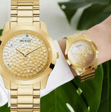 Guess Crush Gold Dial Gold Steel Strap Watch For Women - GW0020L2 Authentic Buy Shop Now