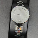 Movado Sapphire Diamonds Silver Dial Silver Steel Strap Watch For Women - 606814 Authentic Buy Shop Now