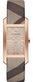 Burberry The Pioneer Rose Gold Dial Haymarket Brown Leather Strap Watch for Women - BU9408 Authentic Buy Shop Now