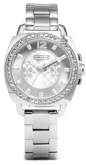 Coach Mini Boyfriend Diamonds Silver Dial Silver Steel Strap Watch for Women - 14501699 Authentic Buy Shop Now