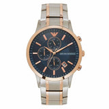 Emporio Armani Renato Chronograph Blue Dial Two Tone Steel Strap Watch For Men - AR80025 Authentic Buy Shop Now