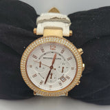 Michael Kors Parker White Diamonds Dial White Leather Strap Watch for Women - MK2281 Authentic Buy Shop Now