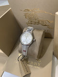 Burberry The Classic Guilloche Silver Dial Grey Leather Strap Watch for Women - BU10113 Authentic Buy Shop Now