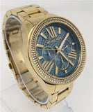 Michael Kors Wren Diamonds Blue Dial Gold Steel Strap Watch for Women - MK6291 Authentic Buy Shop Now