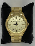 Michael Kors Slim Runway Gold Dial Gold Steel Strap Watch for Women - MK3335 Authentic Buy Shop Now