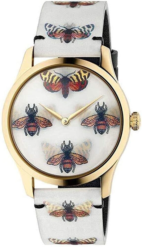Gucci G Timeless Quartz White Dial White Leather Strap Watch For Women - YA1264109 Authentic Buy Shop Now