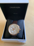 Calvin Klein High Noon Silver Dial Brown Leather Strap Watch for Men - K8M276G6 Authentic Buy Shop Now