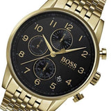 Hugo Boss Navigator Black Dial Gold Steel Strap Watch for Men - 1513531 Authentic Buy Shop Now