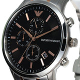 Emporio Armani Renato Chronograph Black Dial Two Tone Steel Strap Watch For Men - AR11165 Authentic Buy Shop Now