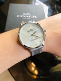Coach Slim Easton Silver Dial Grey Leather Strap Watch for Women - 14502686 Authentic Buy Shop Now