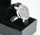 Emporio Armani Classic Chronograph Black Dial Black Leather Strap Watch For Men - AR0431 Authentic Buy Shop Now