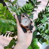 Emporio Armani Chiara Quartz Crystals White Dial Rose Gold Leather Strap Watch For Women - AR7437 Authentic Buy Shop Now