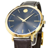 Movado Ultra Slim Blue Dial Brown Leather Strap Watch For Women - 0607092 Authentic Buy Shop Now