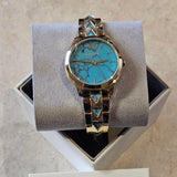 Michael Kors Petite Runway Mercer Blue Dial Gold Steel Strap Watch For Women - MK6673 Authentic Buy Shop Now