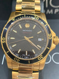 Movado Series 800 Black Dial Gold Steel Strap Watch For Men - 2600145 Authentic Buy Shop Now