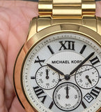 Michael Kors Cooper Chronograph White Dial Gold Steel Strap Watch For Women - MK5916 Authentic Buy Shop Now