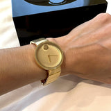 Movado Edge Gold Dial Gold Steel Strap Watch for Women - 3680014 Authentic Buy Shop Now