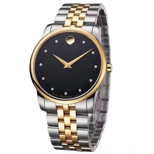 Movado Museum Classic Diamonds Black Dial Two Tone Steel Strap Watch For Men - 0606879 Authentic Buy Shop Now