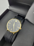 Movado Ultra Slim Black Dial Black Leather Strap Watch For Women - 0607091 Authentic Buy Shop Now