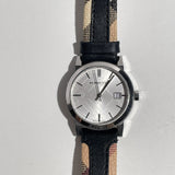Burberry The City White Dial Black Haymarket Leather Strap Watch for Women - BU9150 Authentic Buy Shop Now