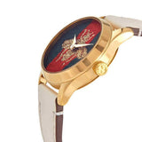 Gucci G Timeless Quartz Red & Green Dial Beige Leather Strap Watch For Women - YA1265009 Authentic Buy Shop Now