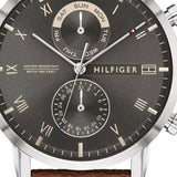 Tommy Hilfiger Kane Grey Dial Brown Leather Strap Watch for Men - 1710398 Authentic Buy Shop Now