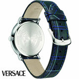 Versace V-Circle The Clans Edition Blue Dial Blue & Green Leather Strap Watch for Women - VEBQ00118 Authentic Buy Shop Now
