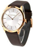 Calvin Klein Minimal White Dial Brown Leather Strap Watch for Men - K3M216G6 Authentic Buy Shop Now