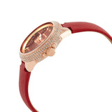 Michael Kors Camille Three Hand Crystals Rose Gold Dial Red Leather Strap Watch For Women - MK4701 Authentic Buy Shop Now