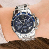 Michael Kors Everest Chronograph Blue Dial Silver Steel Strap Watch For Women - MK7237 Authentic Buy Shop Now
