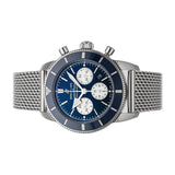 Breitling Superocean Heritage B01 Chronograph 44 Blue Dial Silver Mesh Bracelet Watch for Men - AB0162161C1A1 Authentic Buy Shop Now