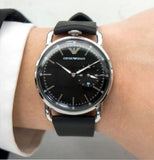 Emporio Armani Aviator Quartz Black Dial Black Leather Strap Watch For Men - AR11336 Authentic Buy Shop Now