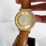 Michael Kors Catlin Champagne Dial Brown Leather Strap Watch for Women - MK2375 Authentic Buy Shop Now