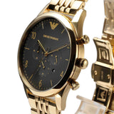 Emporio Armani Classic Chronograph Black Dial Gold Steel Strap Watch For Men - AR1893 Authentic Buy Shop Now