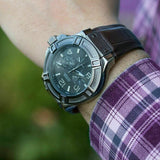 Guess Rigor Analog Quartz Black Dial Brown Leather Strap Watch For Men - W0040G2 Authentic Buy Shop Now