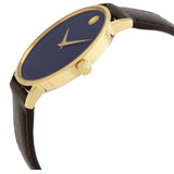 Movado Ultra Slim Blue Dial Brown Leather Strap Watch For Women - 0607092 Authentic Buy Shop Now