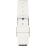 Guess Swirl Quartz Silver Dial White Silicone Strap Watch for Women - W1096L1 Authentic Buy Shop Now